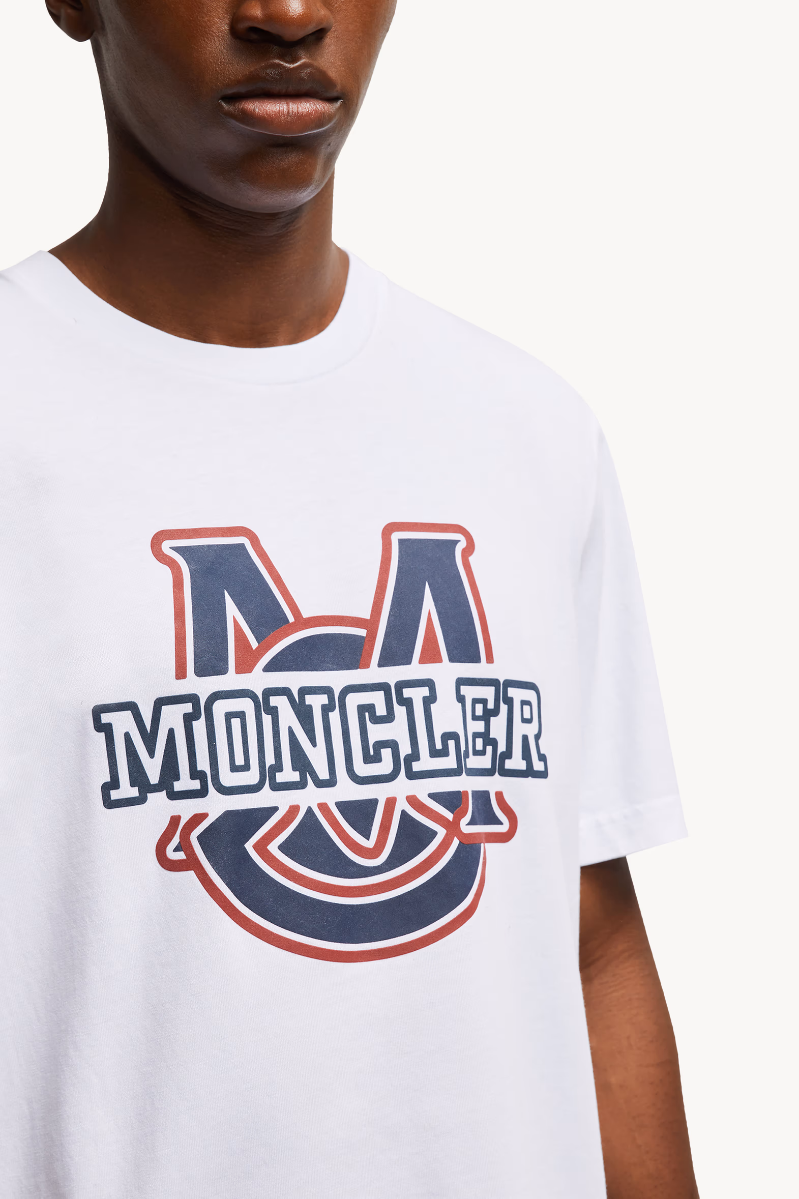 Camiseta de algodón con motivo de logotipo universitario Hombre Blanco Óptico Moncler 6